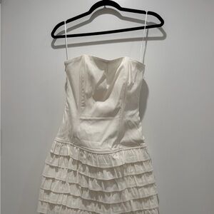 Edikted Strapless White Ruffle Dress
